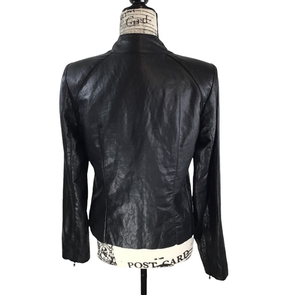 GUESS - Faux Leather Moto Jacket - Black Size M - Picture 14 of 16